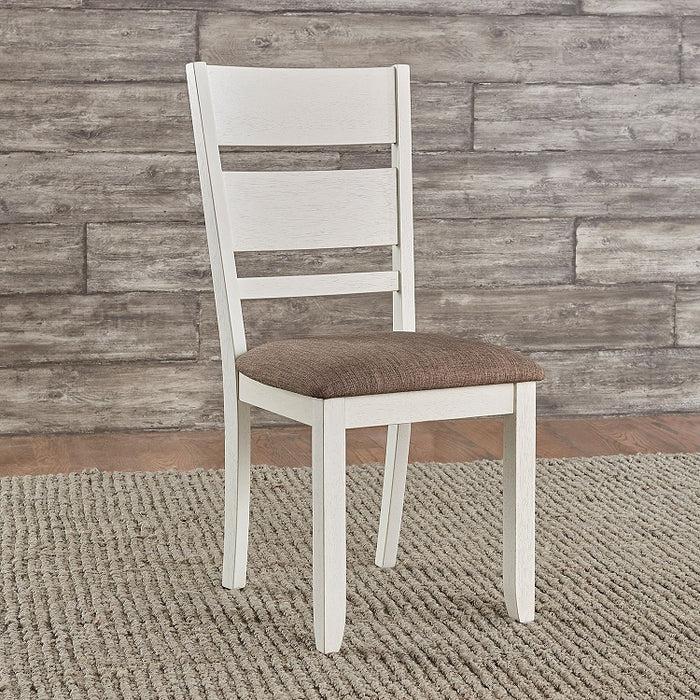 Liberty Furniture Brook Bay Slat Back Uph Side Chair (Set of 2) in Textured White