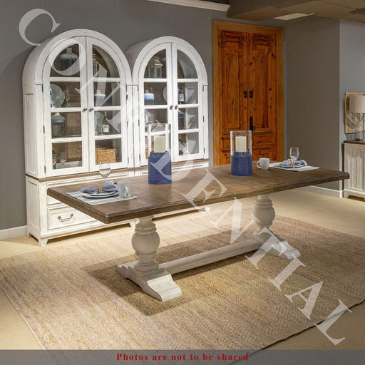 Liberty Furniture River Place Trestle Table in Riverstone White & Tobacco image
