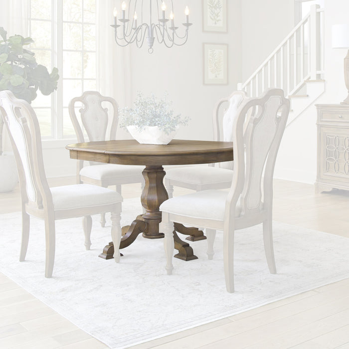 Liberty Furniture Magnolia Manor Pedestal Dining Table in Weathered Bisque image