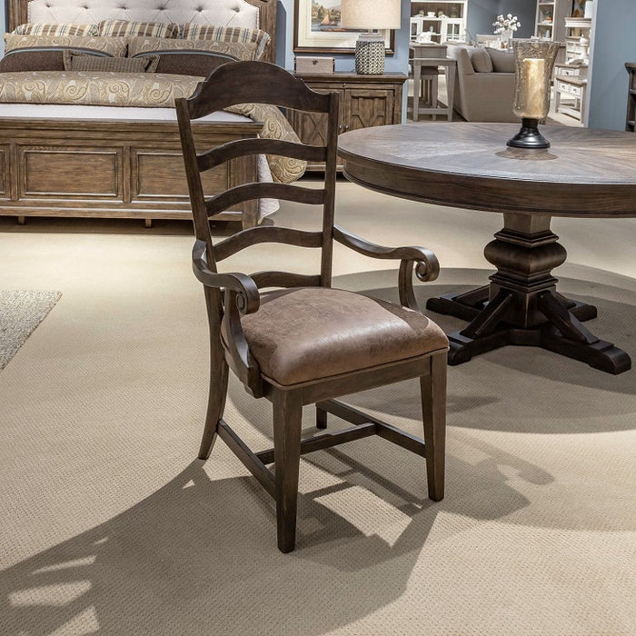 Liberty Furniture Paradise Valley Uph Ladder Back Arm Chair (Set of 2) in Saddle Brown image