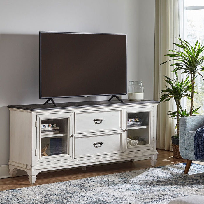 Liberty Furniture Allyson Park Entertainment TV Stand in Wirebrushed White