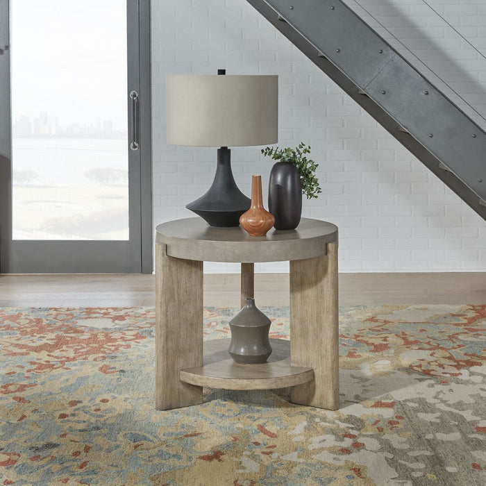Liberty Furniture Affinity Round End Table in Dusty Taupe with Concrete Top image
