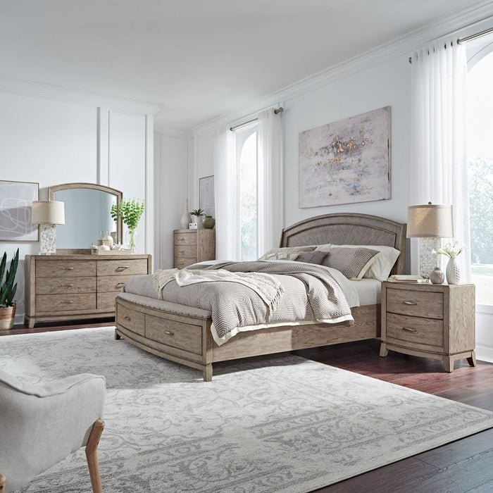 Liberty Furniture Avalon Queen Panel Storage Bed in Burnished Beige
