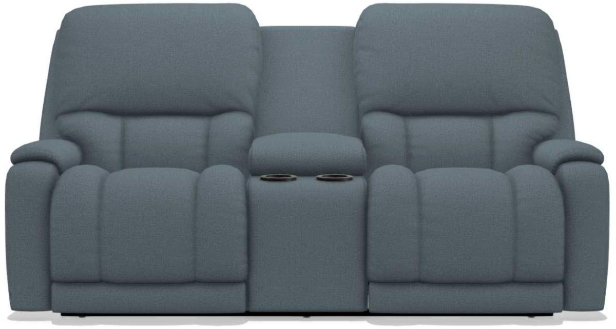 La-Z-Boy Greyson Denim Power Reclining Loveseat with Headrest And Console image