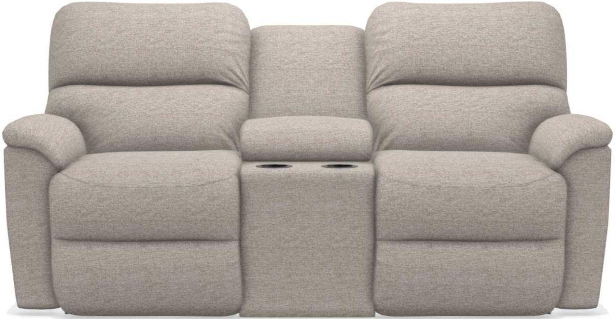 La-Z-Boy Brooks Pebble Power Reclining Loveseat With Headrest & Console image