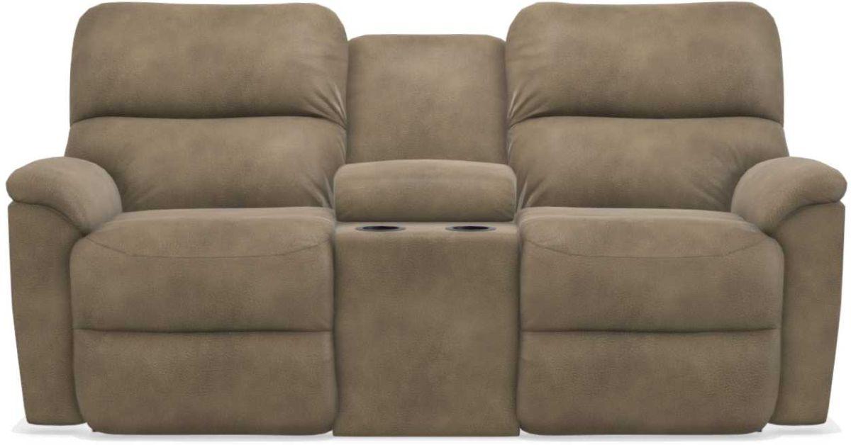 La-Z-Boy Brooks Mushroom Reclining Loveseat With Console image