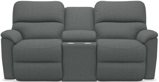 La-Z-Boy Brooks Gray Reclining Loveseat With Console image